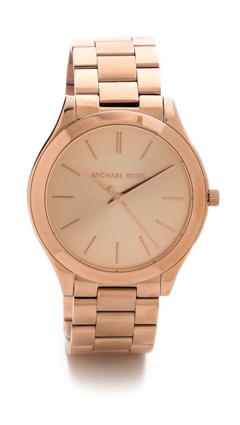 michael kors slim runway rose gold-tone and leather wrap watch|michael kors runway watch silver.